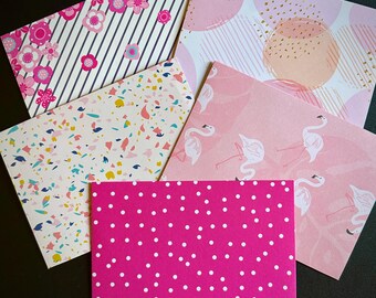 5 sobres rosas hechos a mano de 5x7