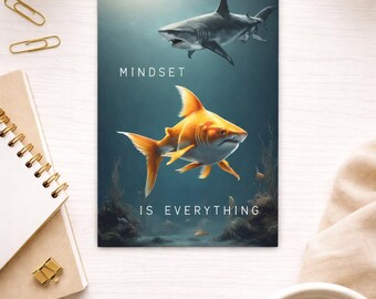 La mentalidad lo es todo / Postal inspiradora brillante / Piensa en grande / Positividad / Tarjeta de arte única /