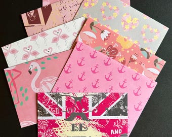 5 sobres rosas hechos a mano de 5x7