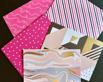 5 sobres rosas hechos a mano de 5x7