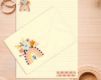 Papel de carta y sobres Boho Rainbow, con diseños originales tamaño A5.