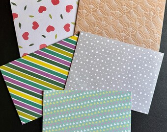 5 sobres de 5x7 con diseños variados hechos a mano