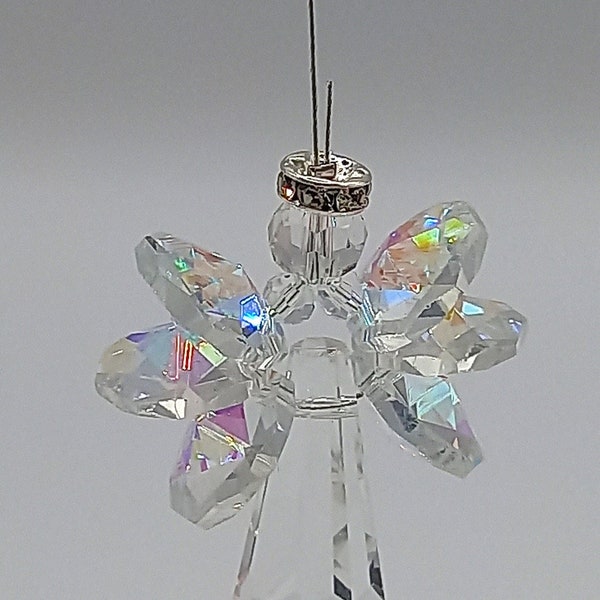 Large Clear Crystal AB Angel Sun Catcher Made in the UK