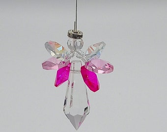 Angel Sun Catcher Mixed Pinks Angel Rainbow Maker - Made in the UK - Small or Large