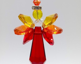 Extra besonderer rot-orange-gelber Engel-Sonnenfänger, Regenbogen-Maker – hergestellt in Großbritannien