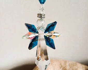 Large December Birthstone Angel Sun Catcher – Handmade in Devon