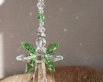 Large August Birthstone Angel Sun Catcher – Handmade Glass Angel Gift