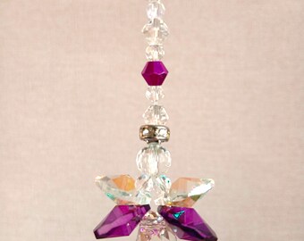 Small February Birthstone Angel Sun Catcher – Handmade Glass Angel Gift
