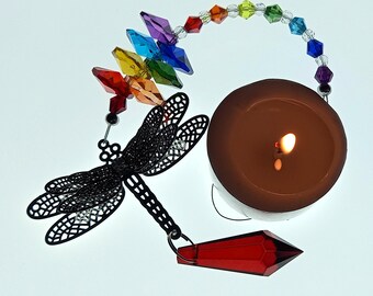 Final Clearance - Rainbow Maker Dragonfly One-Off Crystal Sun Catcher