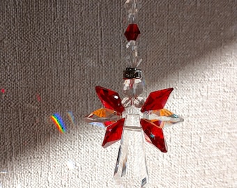 Large January Birthstone Angel Sun Catcher – Handmade Glass Angel Gift