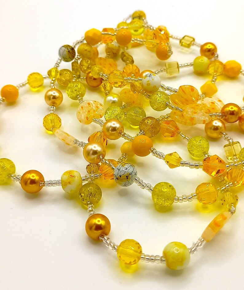 Stunning Yellow Long Glass Bead Necklace Made in the UK image 8