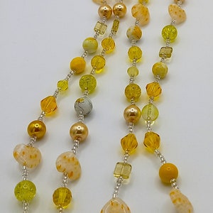 Stunning Yellow Long Glass Bead Necklace Made in the UK image 9