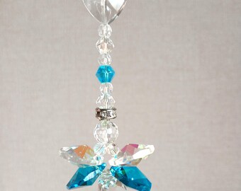 Small March Birthstone Angel Sun Catcher – Handmade Glass Angel Gift