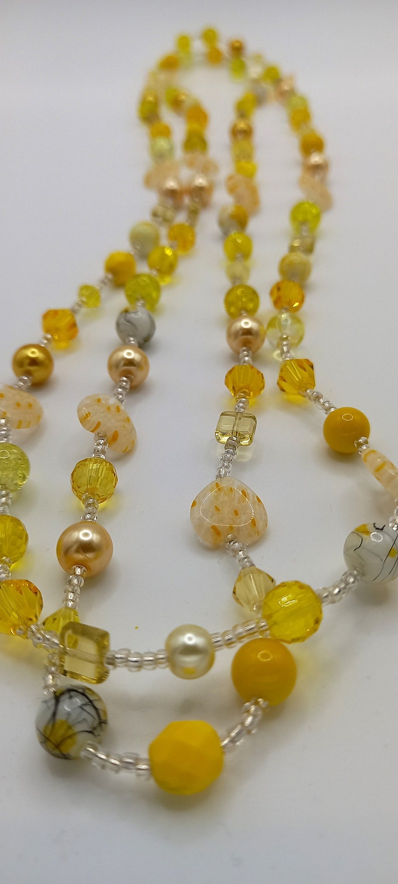 Stunning Yellow Long Glass Bead Necklace Made in the UK image 10