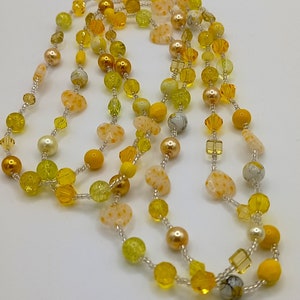 Stunning Yellow Long Glass Bead Necklace Made in the UK image 4