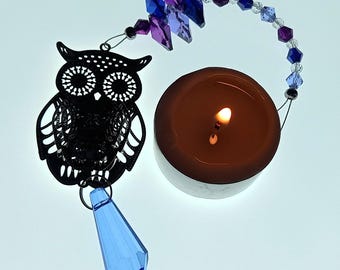 Final Clearance - Rainbow Maker – Owl One-Off Crystal Sun Catcher