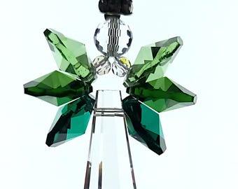 Large Green Angel Sun Catcher – Handmade Glass Angel Gift