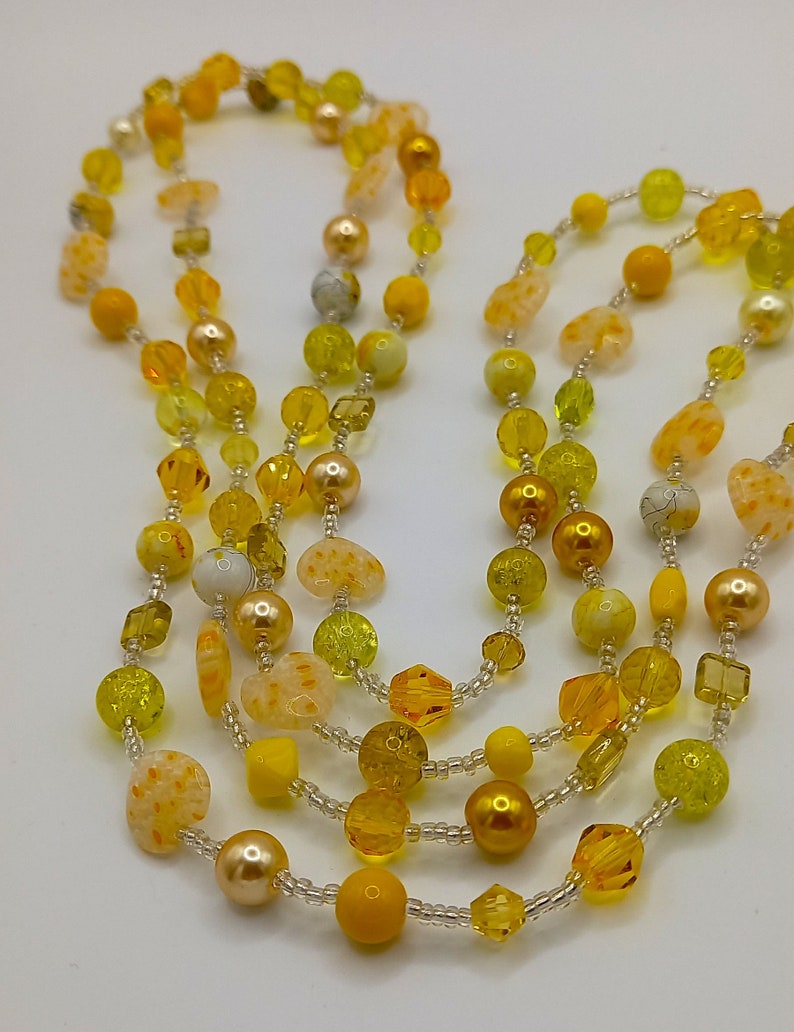 Stunning Yellow Long Glass Bead Necklace Made in the UK image 6