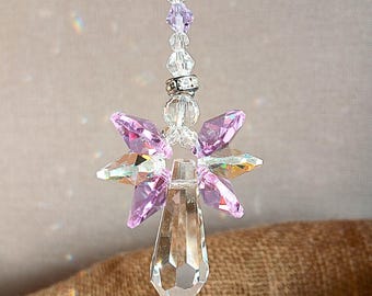 Large June Birthstone Angel Sun Catcher – Handmade Glass Angel Gift