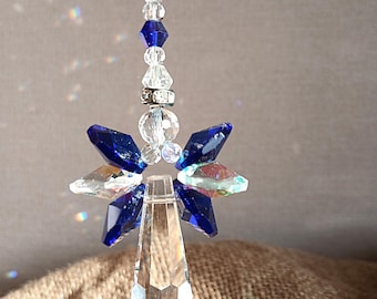 Large September Birthstone Angel Sun Catcher – Handmade Glass Angel Gift