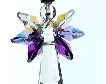 Large Purple Angel Sun Catcher – Handmade Glass Angel Gift
