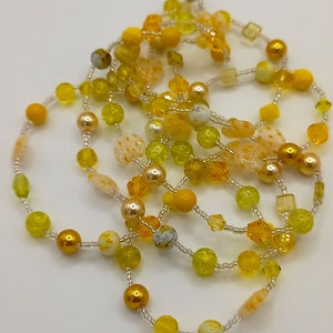Stunning Yellow Long Glass Bead Necklace Made in the UK image 1