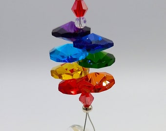 Small Rainbow Sun Catcher with Heart - Made in the UK