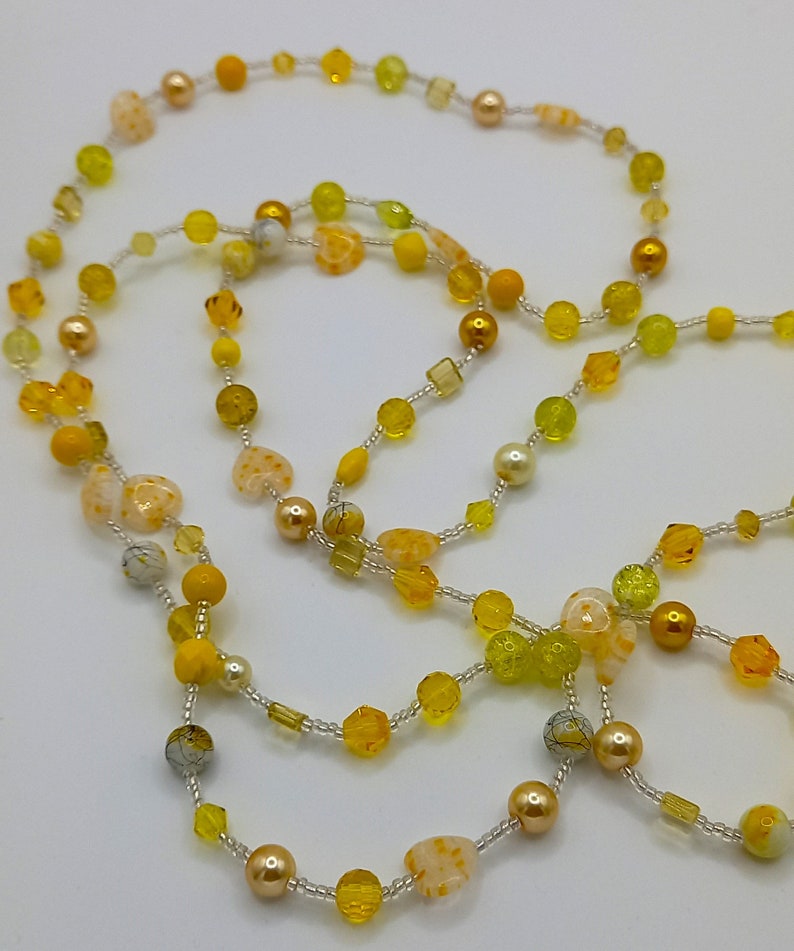 Stunning Yellow Long Glass Bead Necklace Made in the UK image 2