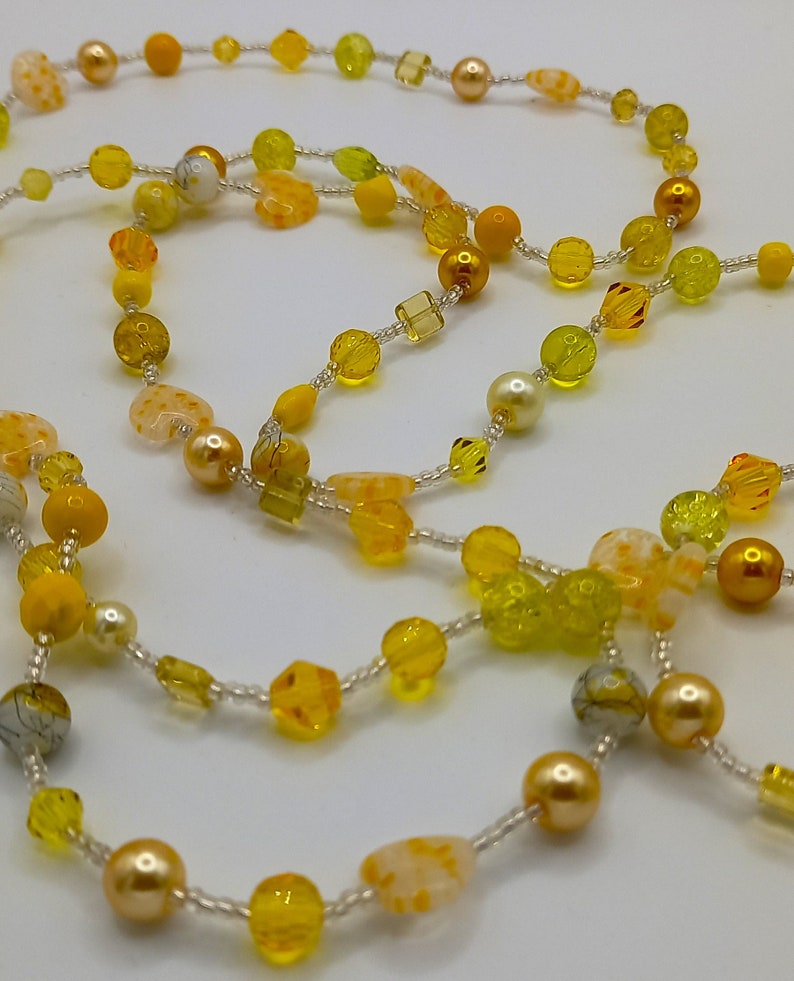Stunning Yellow Long Glass Bead Necklace Made in the UK image 3