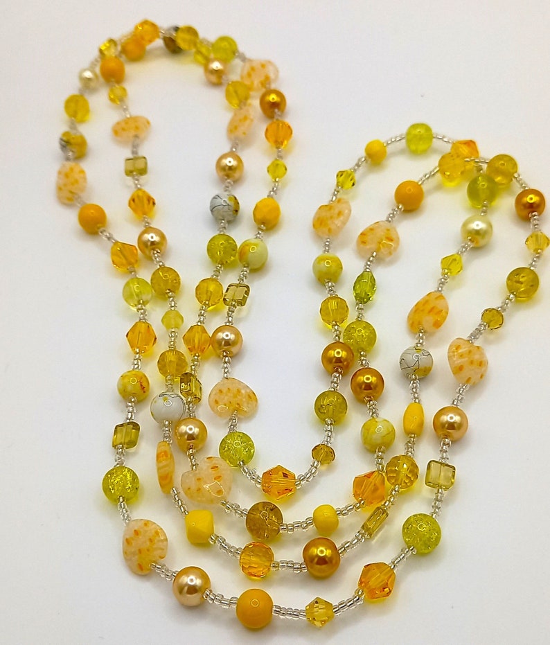 Stunning Yellow Long Glass Bead Necklace Made in the UK image 5