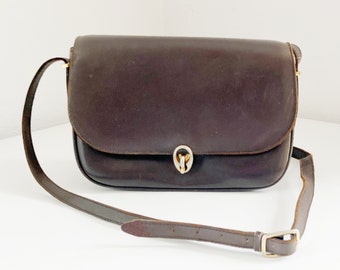 Celine Brown Leather Crossbody Purse, Vintage 1980's Celine Purse, 1980's Celine Leather Purse, Vintage Designer Accessory