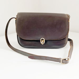 Celine Brown Leather Crossbody Purse, Vintage 1980's Celine Purse, 1980's Celine Leather Purse, Vintage Designer Accessory