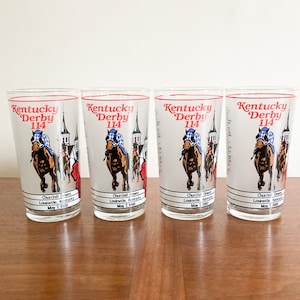 Official Kentucky Derby 114 Glasses, Set of 4 Kentucky Derby Glassware, May 7 1988, Churchill Downs Glassware