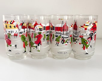 Juego de cristalería vintage Libbey Winter '76, vajilla navideña