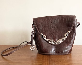 Vintage Brighton axelväska i läder: brun väska från 1990-talet