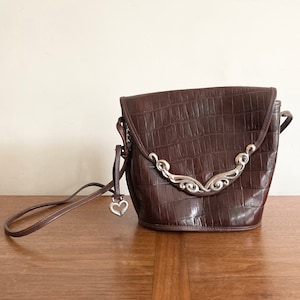 Brighton Leather Crossbody Purse, 1990&#39;s Leather Purse, Vintage Brown Leather Purse