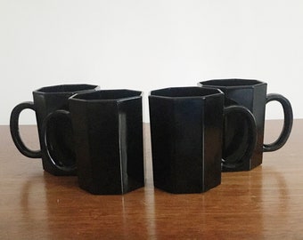 Details about Vintage Set of 2 Arcoroc Black Glass Octagon Coffee Mugs Cups Made in France Details about Vintage Set of 2 Arcoroc Black Glass Octagon Coffee Mugs Cups Made in France