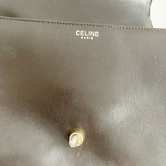 Celine Brown Leather Crossbody Purse, Vintage 198… - image 2