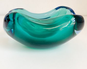 Murano Art Glass Dish Attributed to Alfredo Barbini, Vintage Sommerso Barbini Art Glass Murano Dish, 1960's Made in Italy