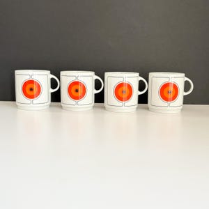 Thomas Germany Eclipse Pattern Porcelain Tea/Coffee Cup, Vintage Porcelain Stackable Coffee Cups by Thomas Germany, 1970's Mod Coffee Cups