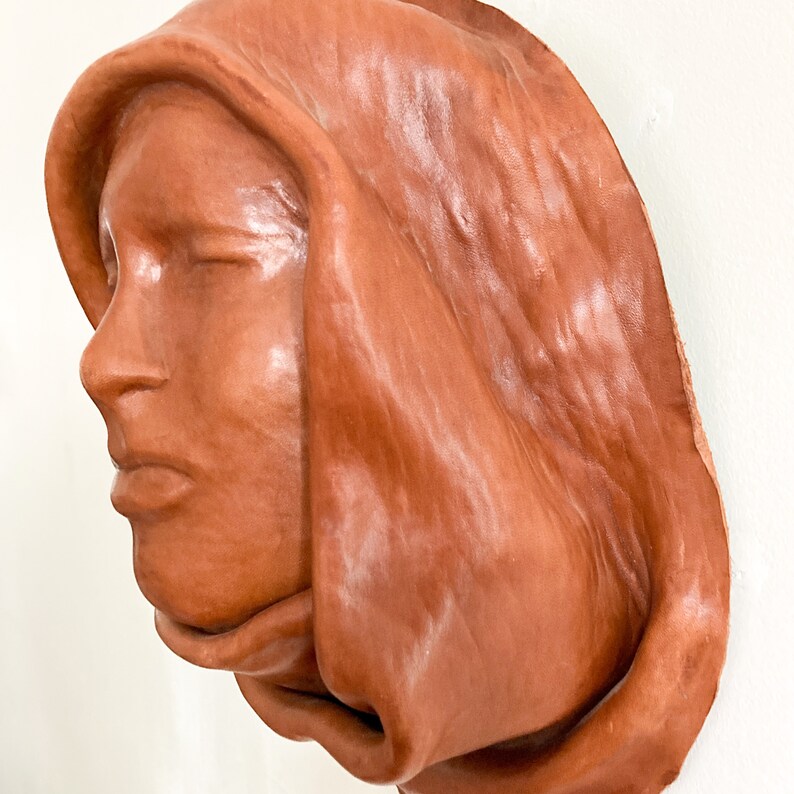 Sculpted Leather Face Mask Wall Decor Handmade Face Mask Etsy