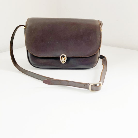 Celine Brown Leather Crossbody Purse, Vintage 198… - image 1