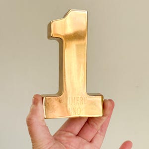 Brass Numero Uno Paperweight, 1980s Brass Paperweight, Vintage Brass Decor, Number One Shaped Brass Paperweight, Vintage Brass Decor