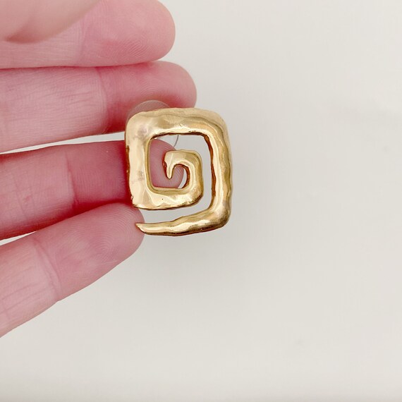 Gold Tone Square Swirl Oversized Stud Earrings, 1… - image 3