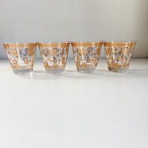 Culver &quot;Chantilly&quot; Pattern 22k Gold Tumbler Glasses, Set of 4 1950&#39;s Culver Barware