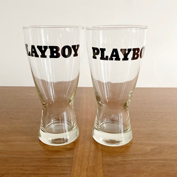 Vintage Playboy Glassware Pair of Playboy Logo Glassware Playboy Beer