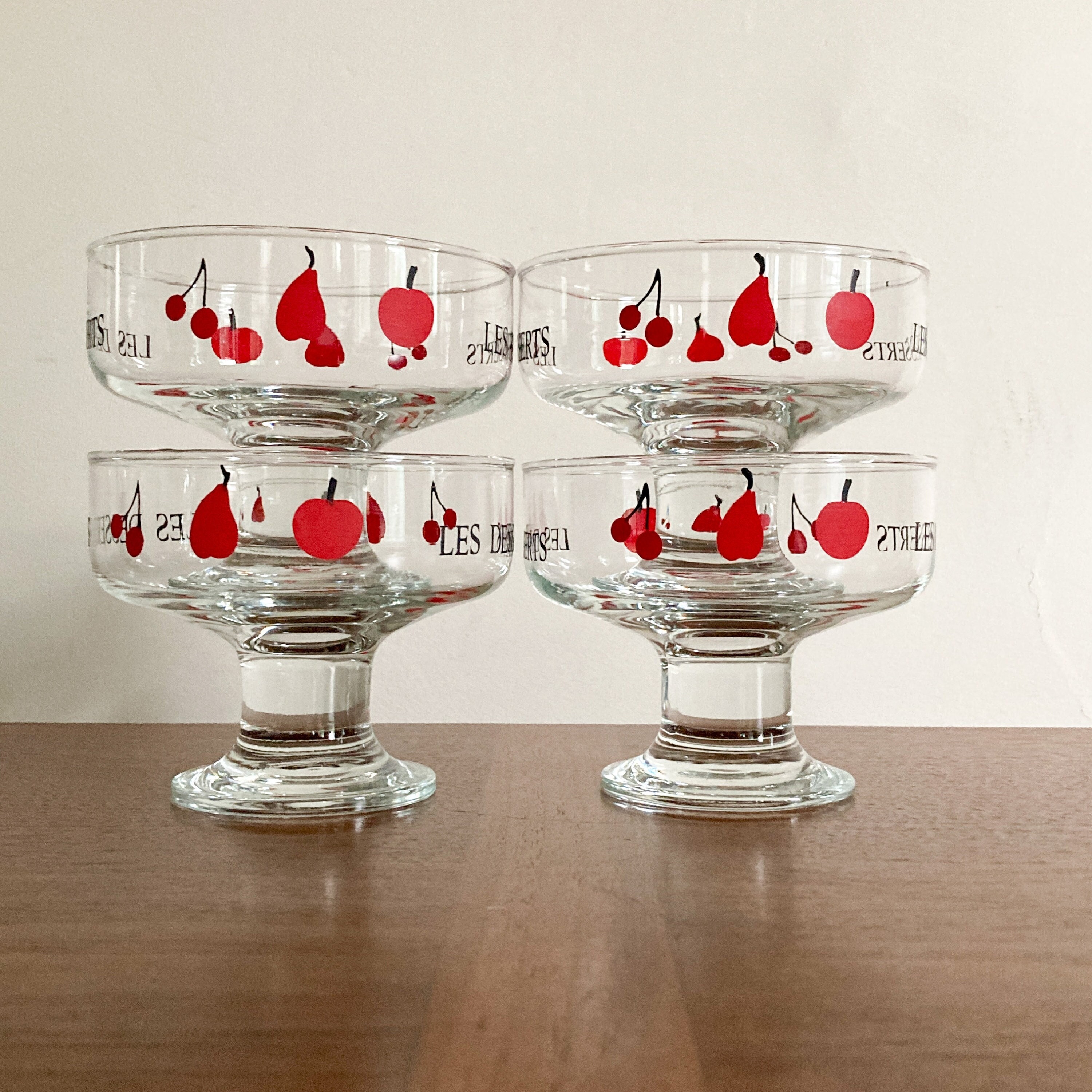 フランス ヴィンテージ ガラス デザート皿 2個 ヴィンテージ「Les