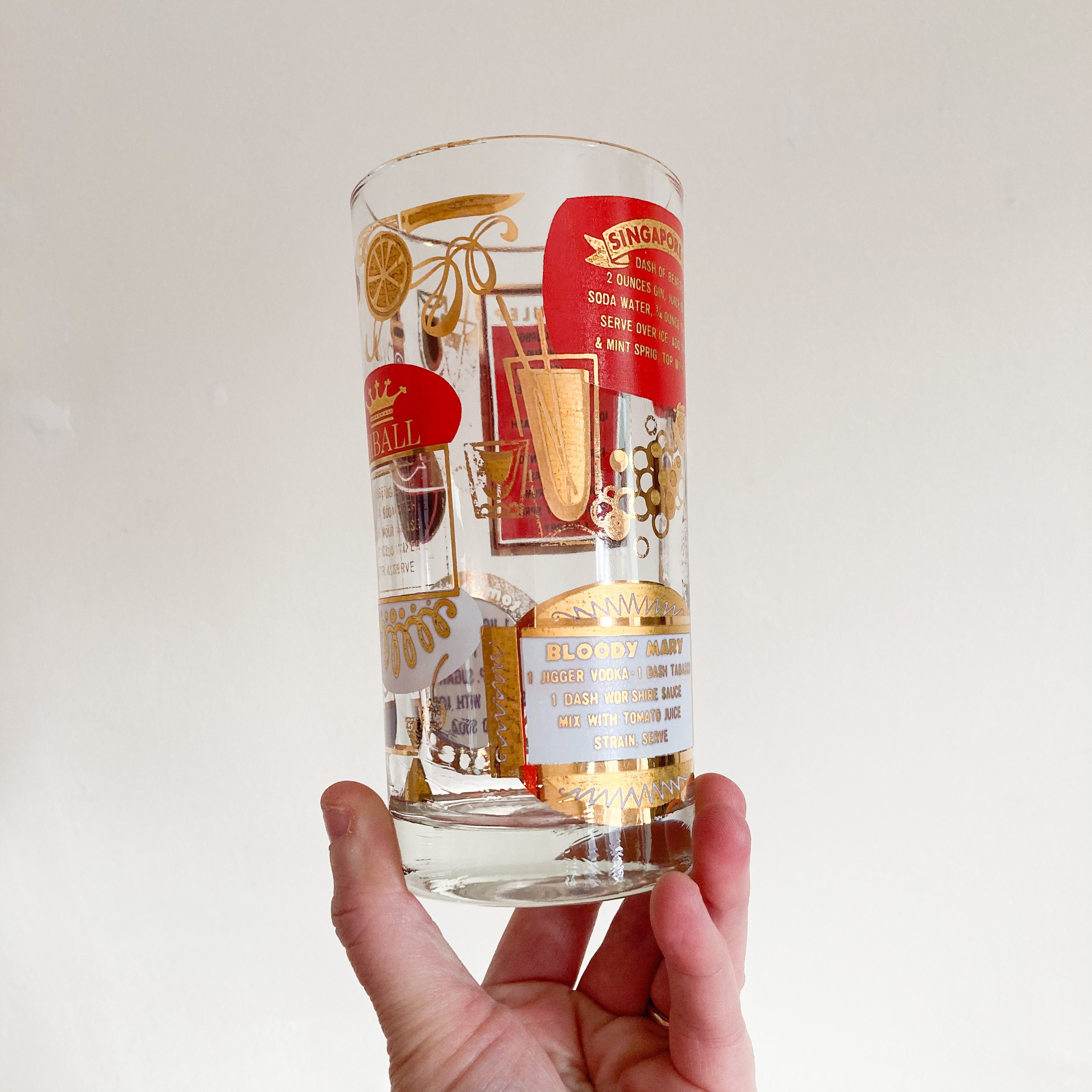 Hazel Atlas Highball Cocktail Recipe Glasses Set of 6 Etsy