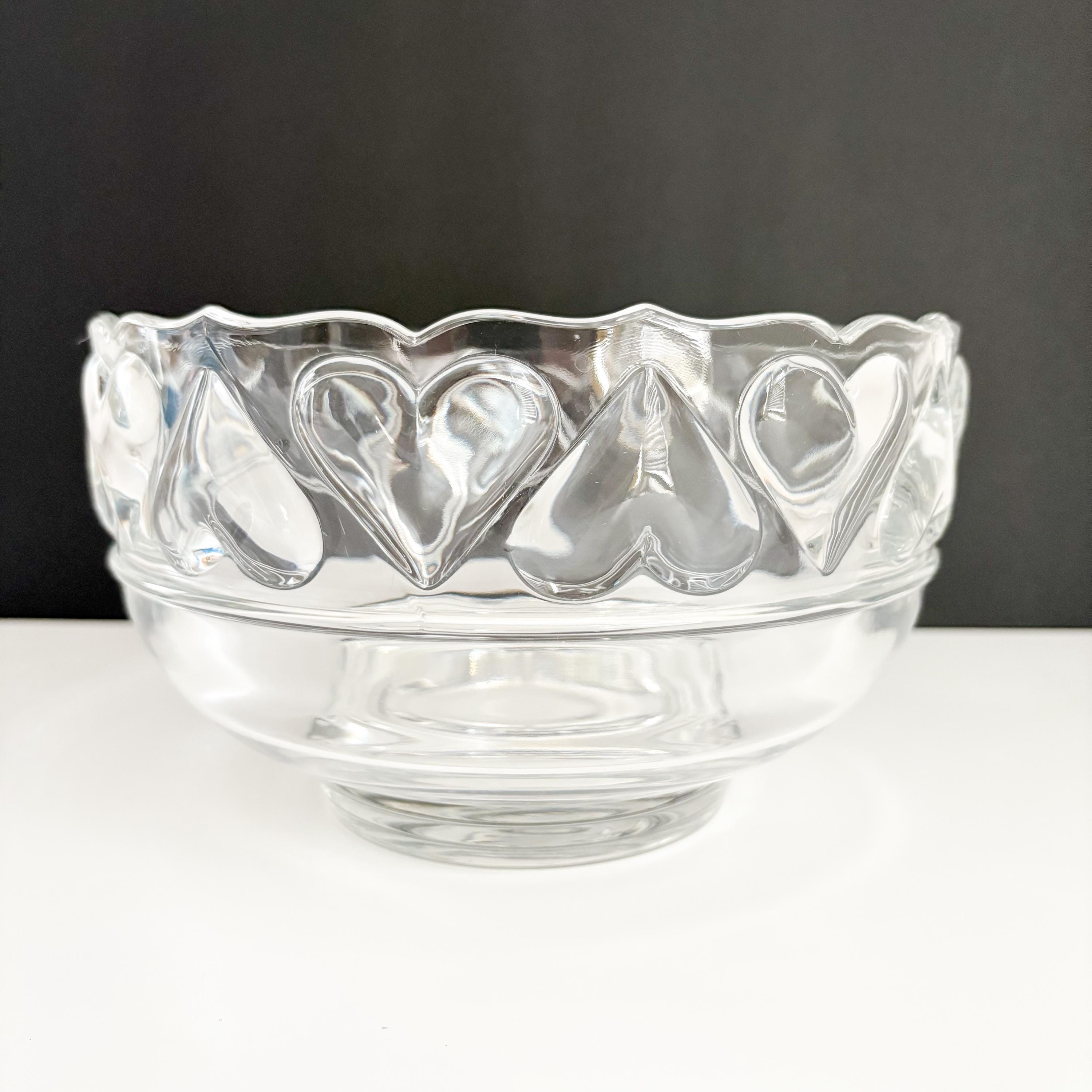 Vintage Tiffany & Co Crystal Hearts Centerpiece Bowl, 1990s Decor