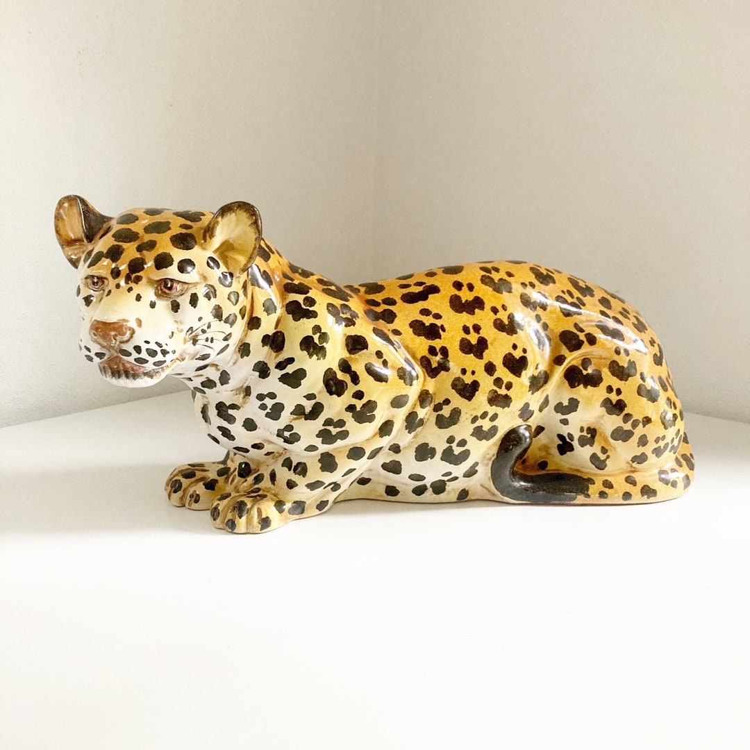 Italian Ceramic Leopard Figurine Vintage Leopard Figurine Etsy